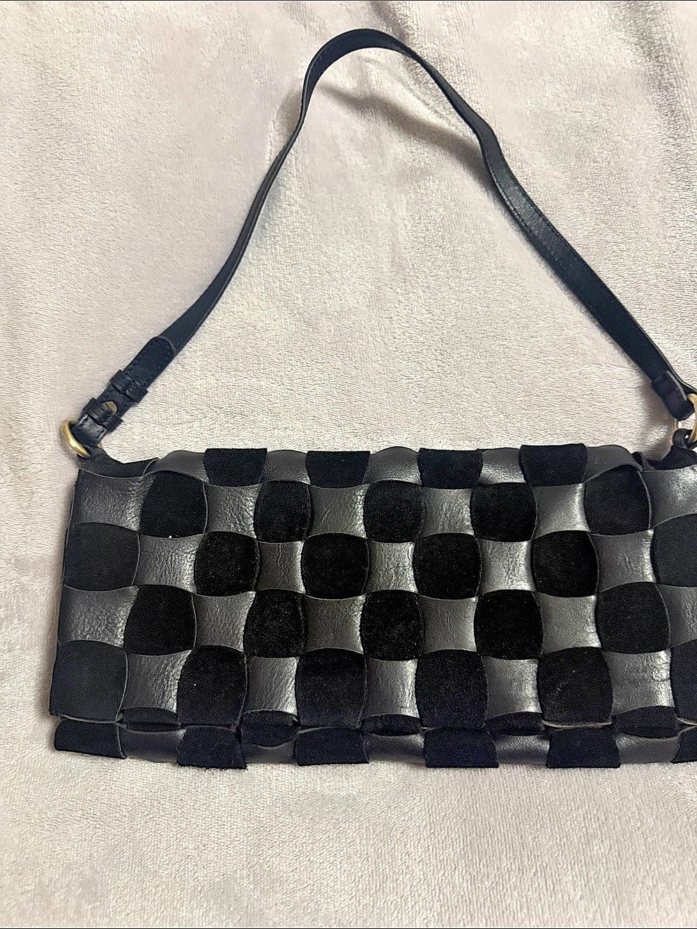 Maria Ponthi Woven Leather Shoulder Bag in Black